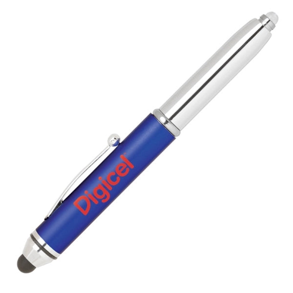 Plastic 3 in 1 stylus pen with L.E.D. flashlight