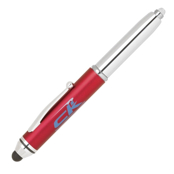 Plastic 3 in 1 stylus pen with L.E.D. flashlight
