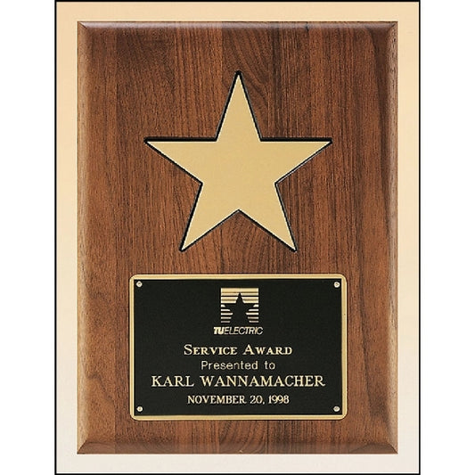 Walnut Plaque with 5" Gold Star 9x12