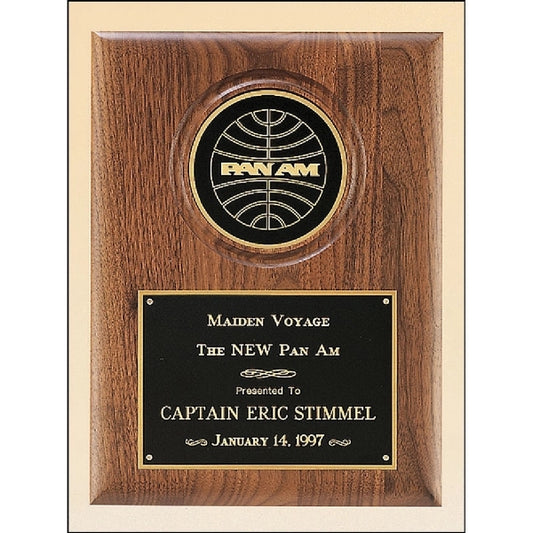 Walnut Plaque with 4" Engravable Disk 9x12