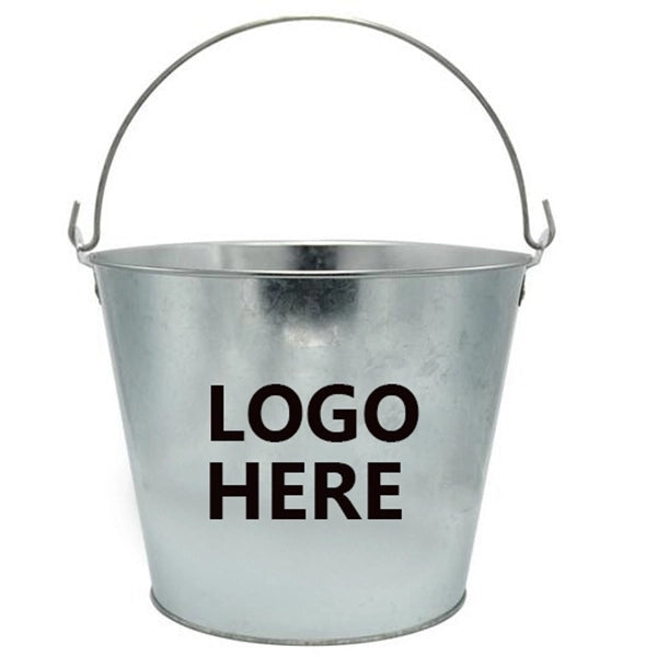 Logo 5Qt Galvanized Ice Bucket Round Metal Tub