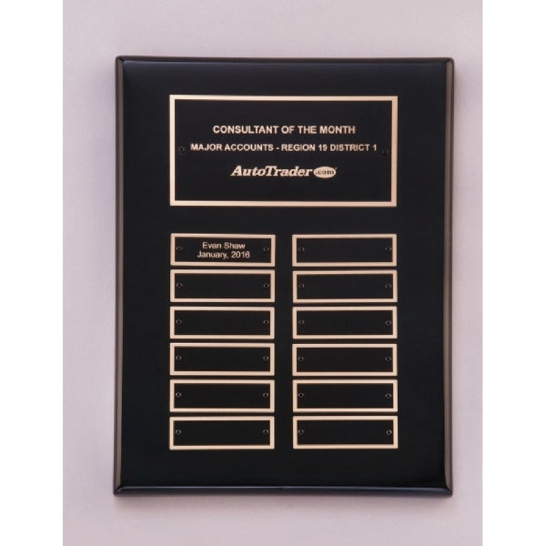 Black PianoFinish Perpetual Plaque 9x12 12 Plates