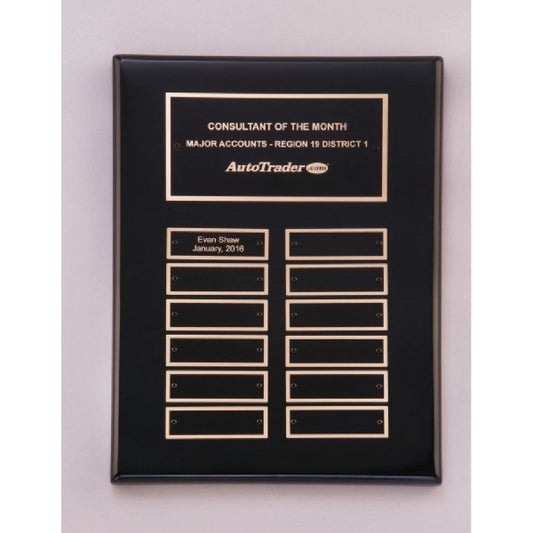 Black PianoFinish Perpetual Plaque 9x12 12 Plates