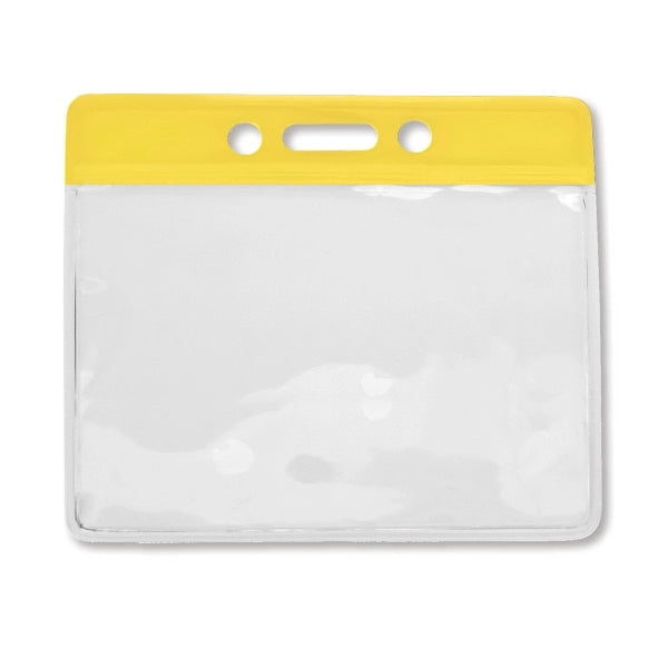 Horizontal Clear Vinyl Badge Holders with Color Bar