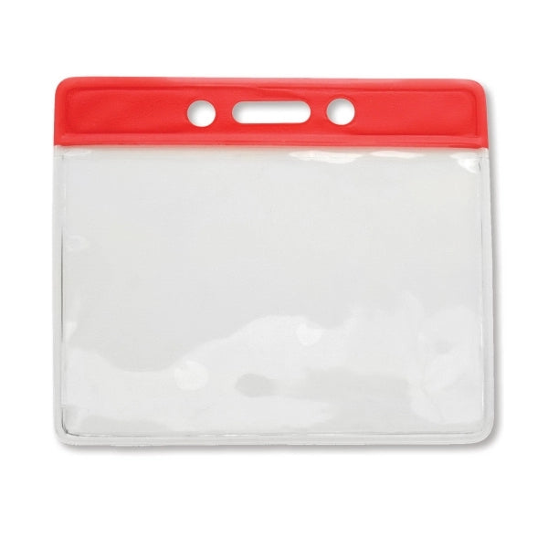 Horizontal Clear Vinyl Badge Holders with Color Bar