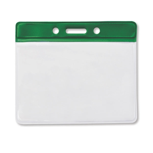 Horizontal Clear Vinyl Badge Holders with Color Bar