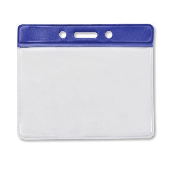 Horizontal Clear Vinyl Badge Holders with Color Bar