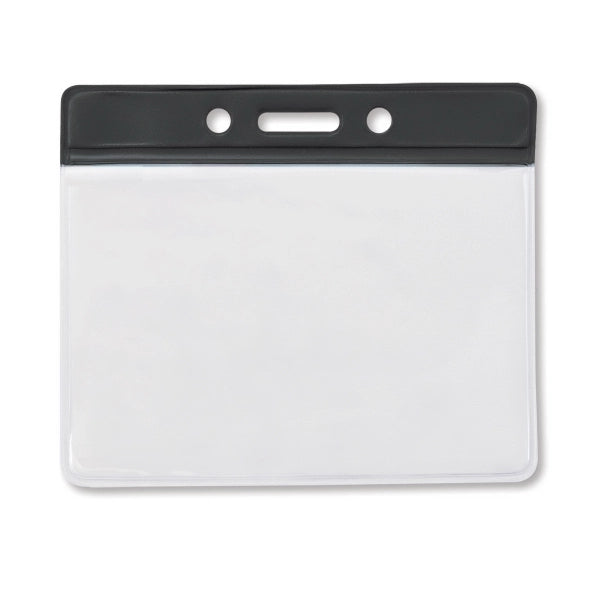Horizontal Clear Vinyl Badge Holders with Color Bar