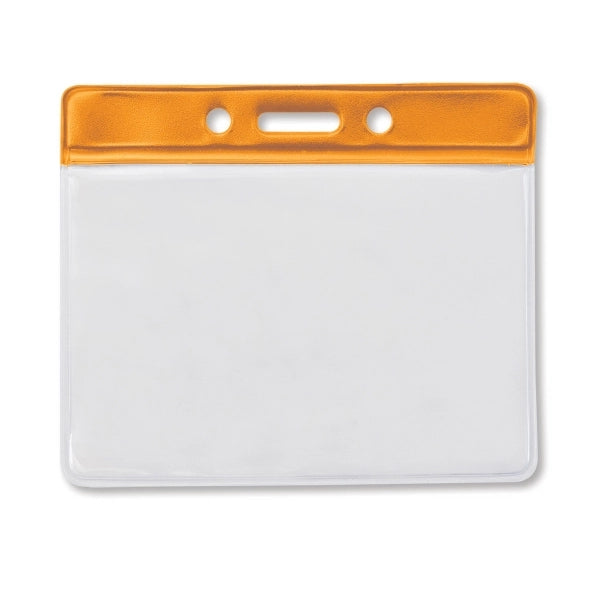 Horizontal Clear Vinyl Badge Holders with Color Bar
