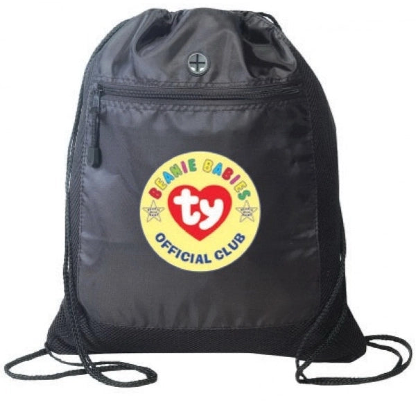 Drawstring Tote Bag with Front Zipper & Headphone Pocket