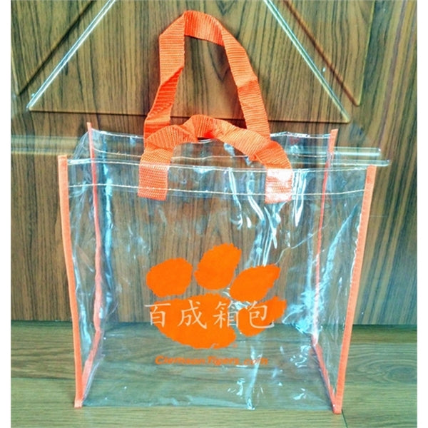 Clear PVC Plastic Tote Bag With Colored Trim