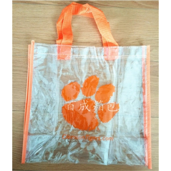 Clear PVC Plastic Tote Bag With Colored Trim