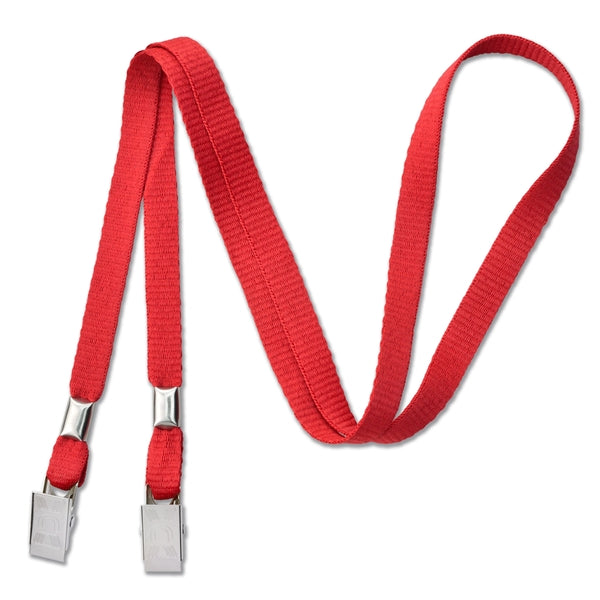 3/8" Open-Ended Event Lanyard/Mask Holder w/ 2 Bulldog Clips