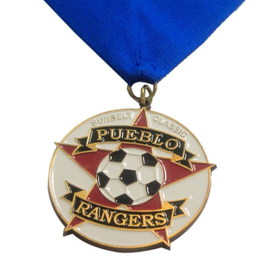 2'' Custom shiny & sandblast - football medals
