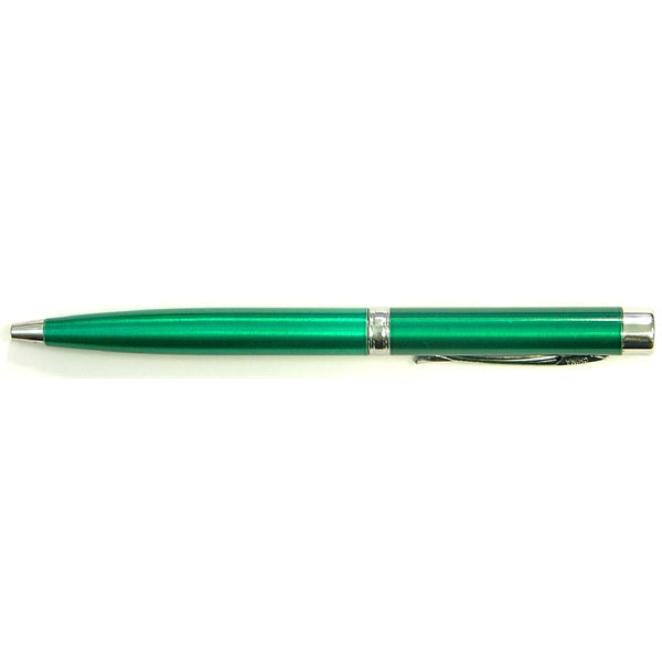 Twist action pen with laser pointer and flashlight