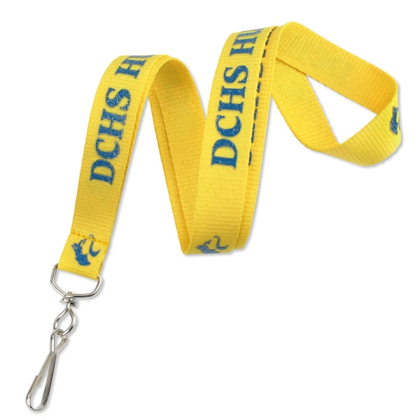 5/8" Glitter Ink Custom Silkscreen Lanyards, Flat Ribbed