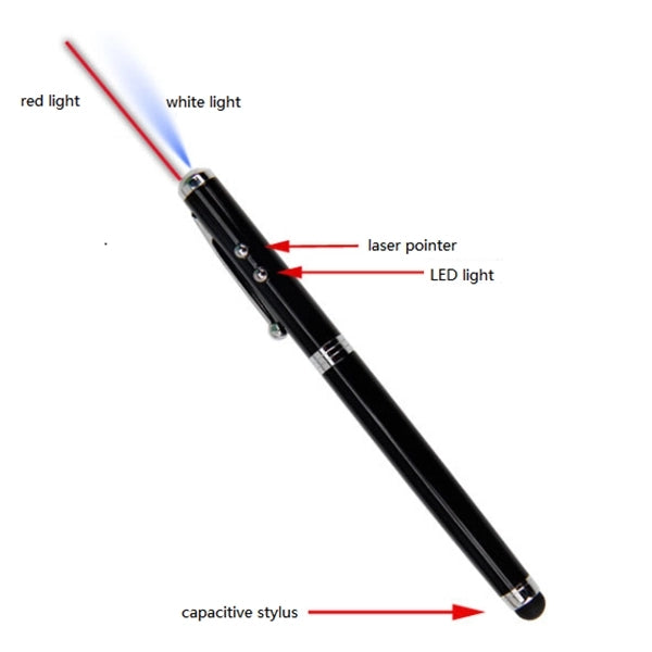 4-in-1 Ballpoint Pen with Capacitive Stylus, LED Light & Las