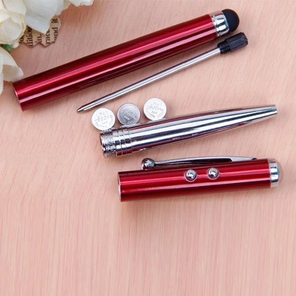 4-in-1 Ballpoint Pen with Capacitive Stylus, LED Light & Las