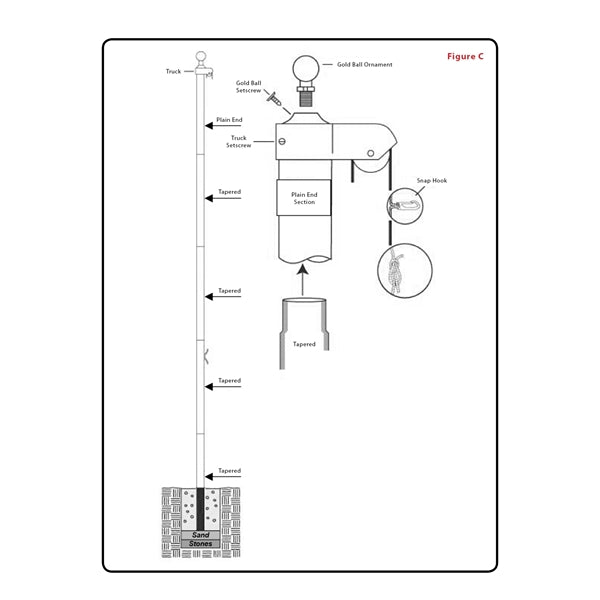 20' White Aluminum Sectional Flagpole