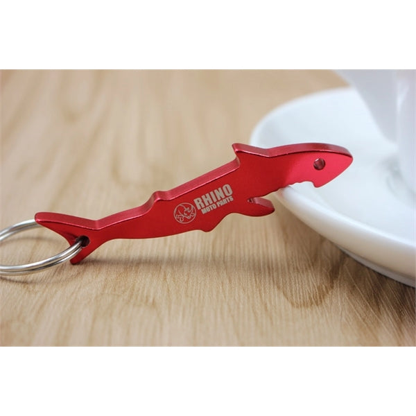 Aluminum shark shape bottle opener keychain