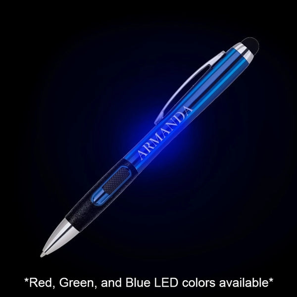 Colored Light up Logo L.e.d. Ballpoint Pen W/ Stylus