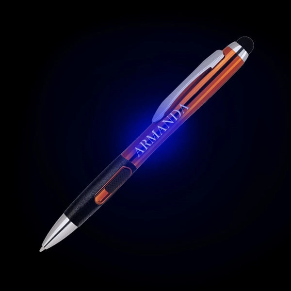 Colored Light up Logo L.e.d. Ballpoint Pen W/ Stylus