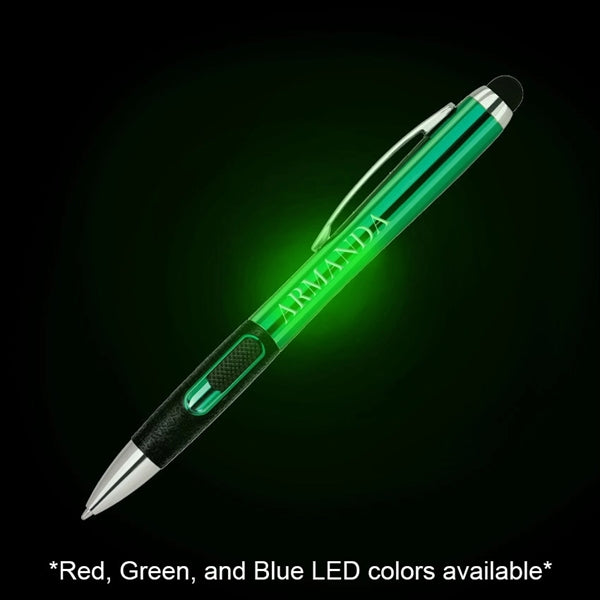 Colored Light up Logo L.e.d. Ballpoint Pen W/ Stylus
