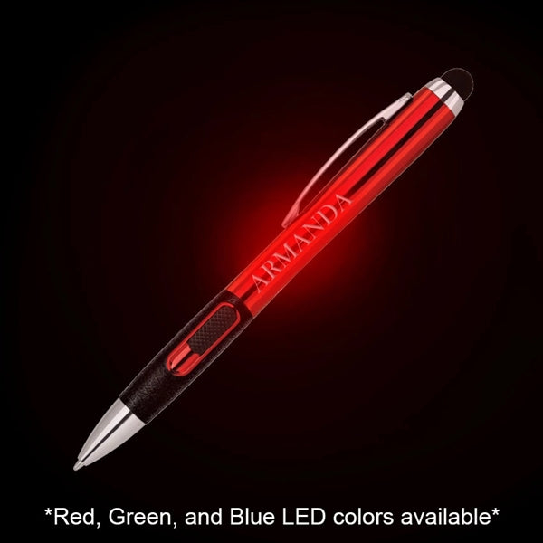 Colored Light up Logo L.e.d. Ballpoint Pen W/ Stylus