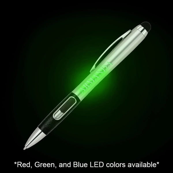 Colored Light up Logo L.e.d. Ballpoint Pen W/ Stylus