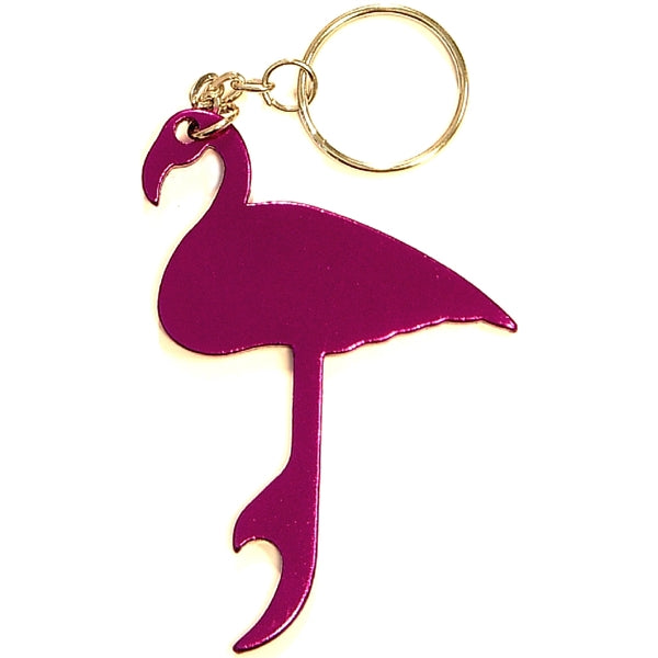 Flamingo shape bottle opener keychain
