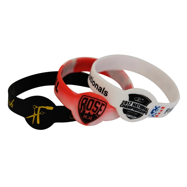 1/2 Inch Figured Silicone Wristband Keychain
