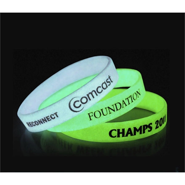 Glow in the Dark Debossed with Color Filled Silicone Bracele