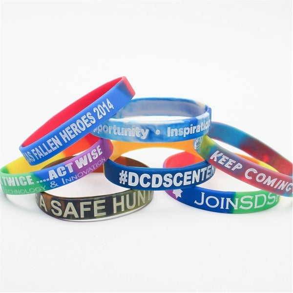 Multi-Color Debossed Silicone Bracelet w/ 1 color Filled