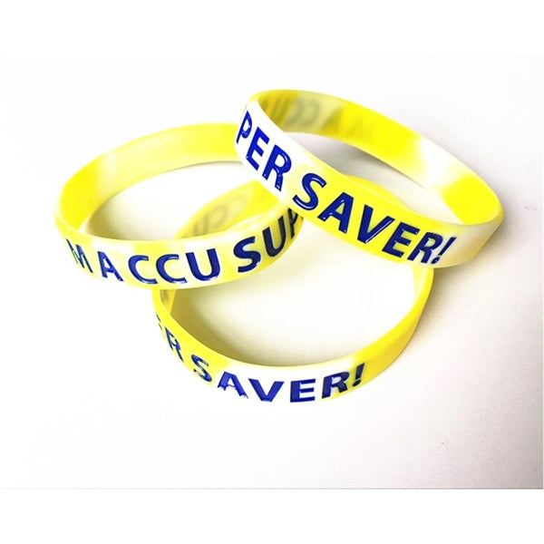 Multi-Color Debossed Silicone Bracelet w/ 1 color Filled
