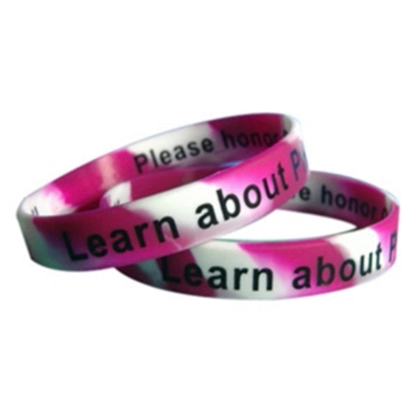 Multi-Color Segmented Silicone Bracelet /Screen Printed Logo