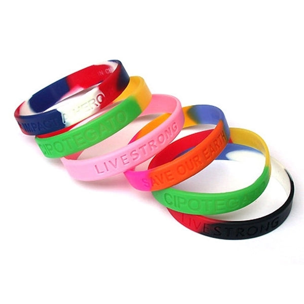 Multi-Color Debossed Silicone Bracelet