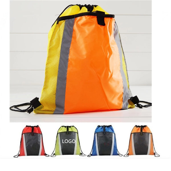 Mesh Pocket Drawstring Backpack shopping tote