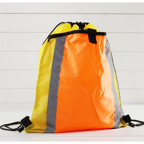 Mesh Pocket Drawstring Backpack shopping tote