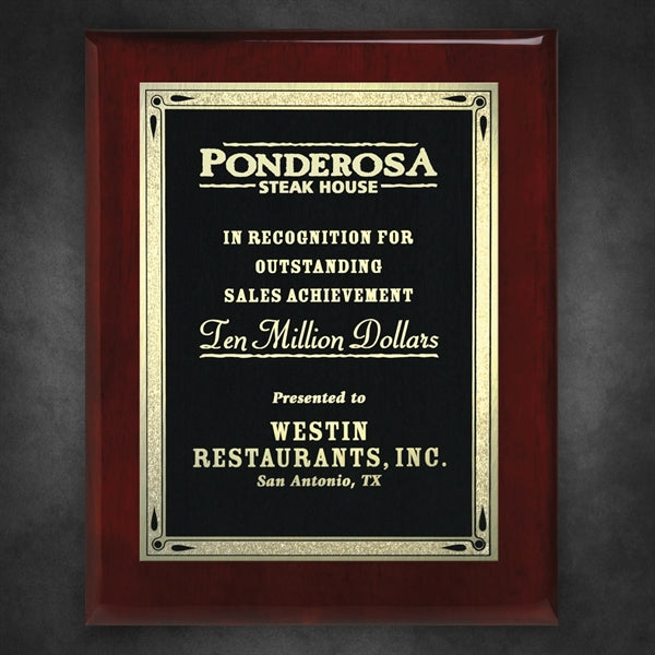 Aberdeen Rosewood Plaque with Lasered Plate