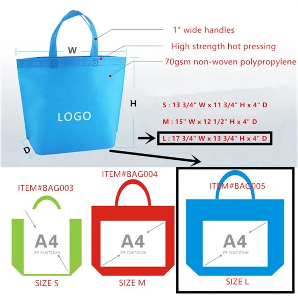 Customize Non-Woven Tote Bag (17 3/4" W x 13 3/4" H x 4" D)