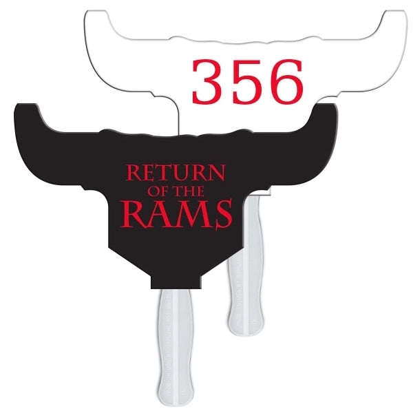 Longhorn Bull Auction Sandwiched Hand Fan Full Color