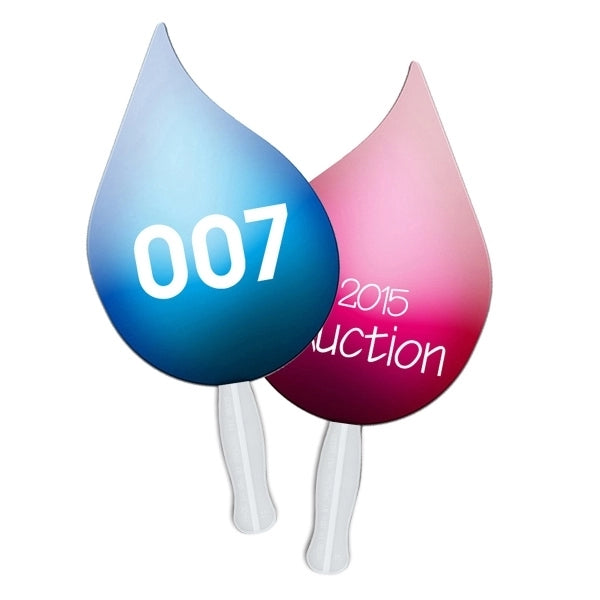 Tear Drop Auction Sandwiched Hand Fan Full Color