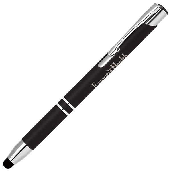 Click action aluminum stylus pen, Rubber finish barrel