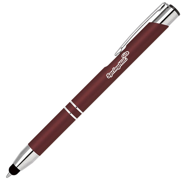 Click action aluminum stylus pen, Rubber finish barrel