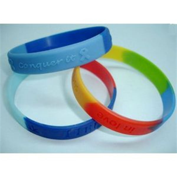 Segmented Embossed 7" x 1/2" Custom Silicone Wristband