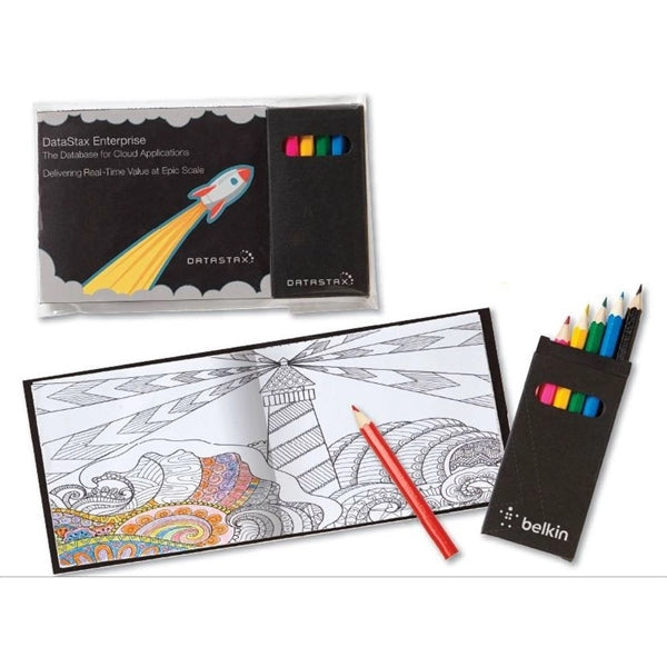 Design Cover Adult Coloring Books & 6-Color Pencils