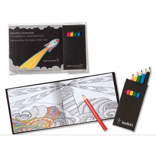 Design Cover Adult Coloring Books & 6-Color Pencils