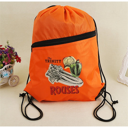 Drawstring Backpack With Earbud Hole Zippered Pocket