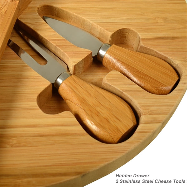 Patented Multi Level Bamboo Charcuterie Board Compact 14 Dia