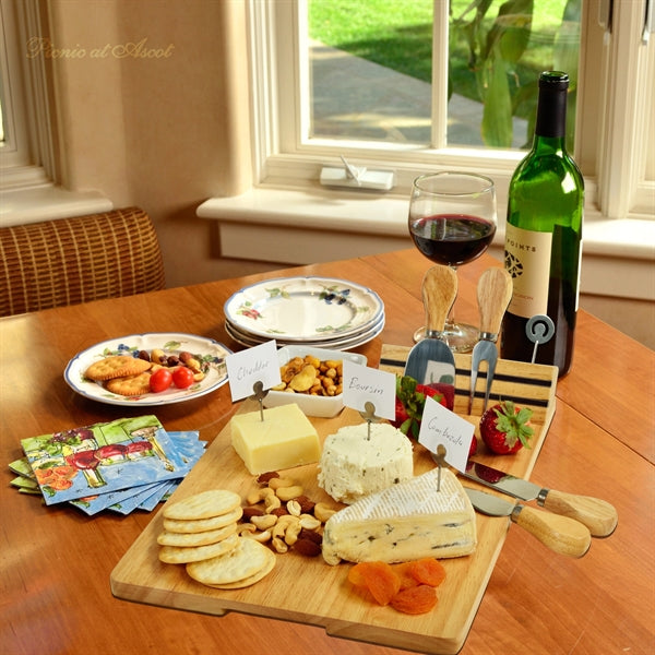 Hardwood Charcuterie Board with Knives Bowl & Markers